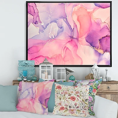 Pink and Purple Abstract Marble Texture I  Canvas Wall Art Print