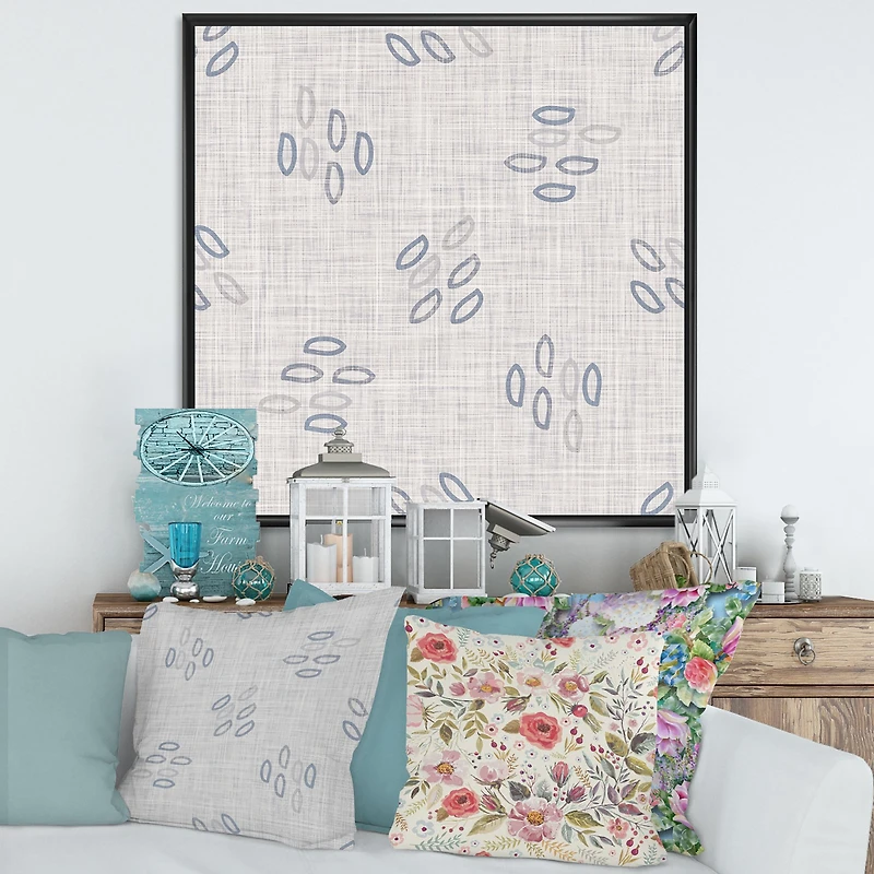 Watercolor Farmhouse Flower Motif Background XI Canvas Wall Art Print