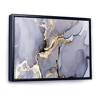 Closeup of Black and Golden Abstract Marble Texture Canvas Wall Art Print