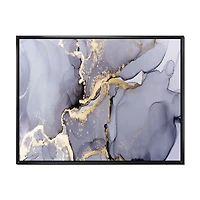 Closeup of Black and Golden Abstract Marble Texture Canvas Wall Art Print