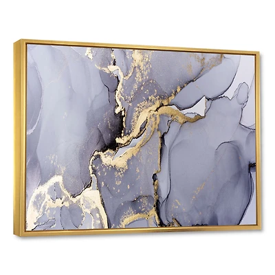 Closeup of Black and Golden Abstract Marble Texture Canvas Wall Art Print