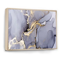 Closeup of Black and Golden Abstract Marble Texture Canvas Wall Art Print
