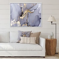 Closeup of Black and Golden Abstract Marble Texture Canvas Wall Art Print