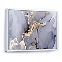 Closeup of Black and Golden Abstract Marble Texture Canvas Wall Art Print