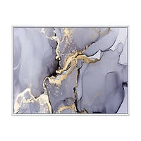 Closeup of Black and Golden Abstract Marble Texture Canvas Wall Art Print