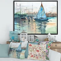 A Sailboat Marina with Some Yachts Canvas Wall Art Print