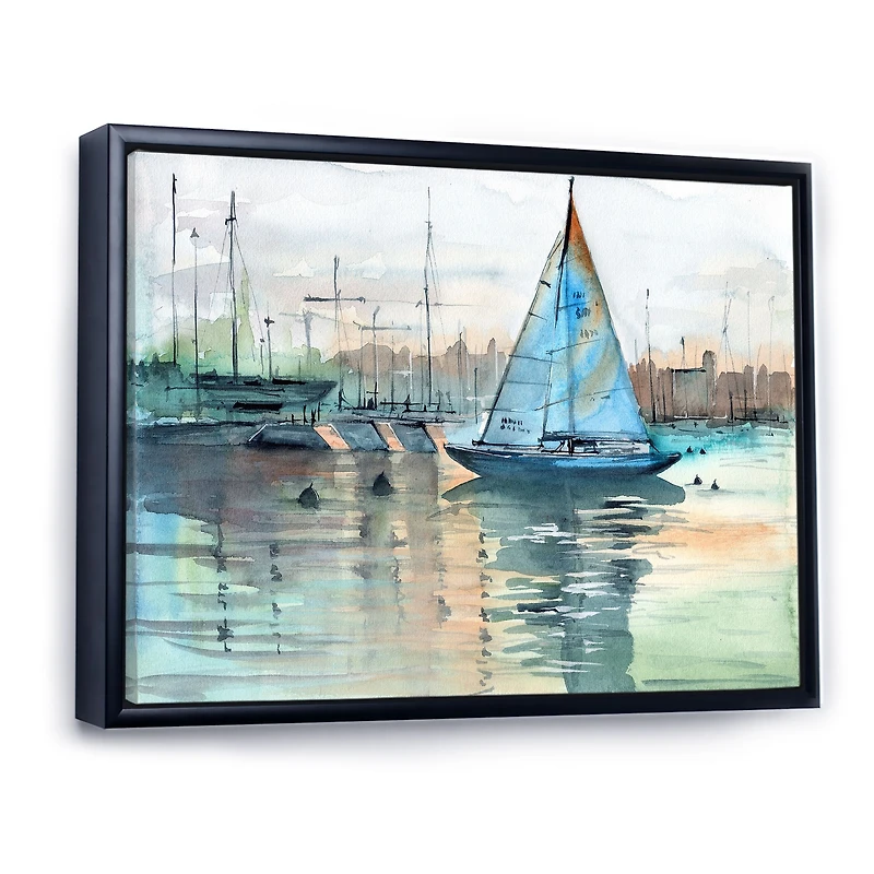 A Sailboat Marina with Some Yachts Canvas Wall Art Print