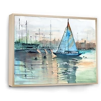 A Sailboat Marina with Some Yachts Canvas Wall Art Print