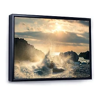 Big Wave Hit the Rock at Beach Canvas Wall Art Print
