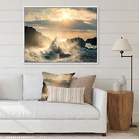 Big Wave Hit the Rock at Beach Canvas Wall Art Print