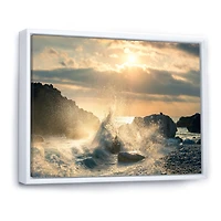 Big Wave Hit the Rock at Beach Canvas Wall Art Print