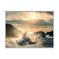 Big Wave Hit the Rock at Beach Canvas Wall Art Print