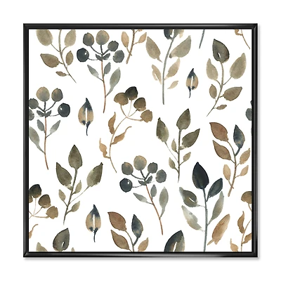 Illustration of Brown Simple Leaves Canvas Wall Art Print