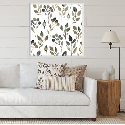 Illustration of Brown Simple Leaves Canvas Wall Art Print