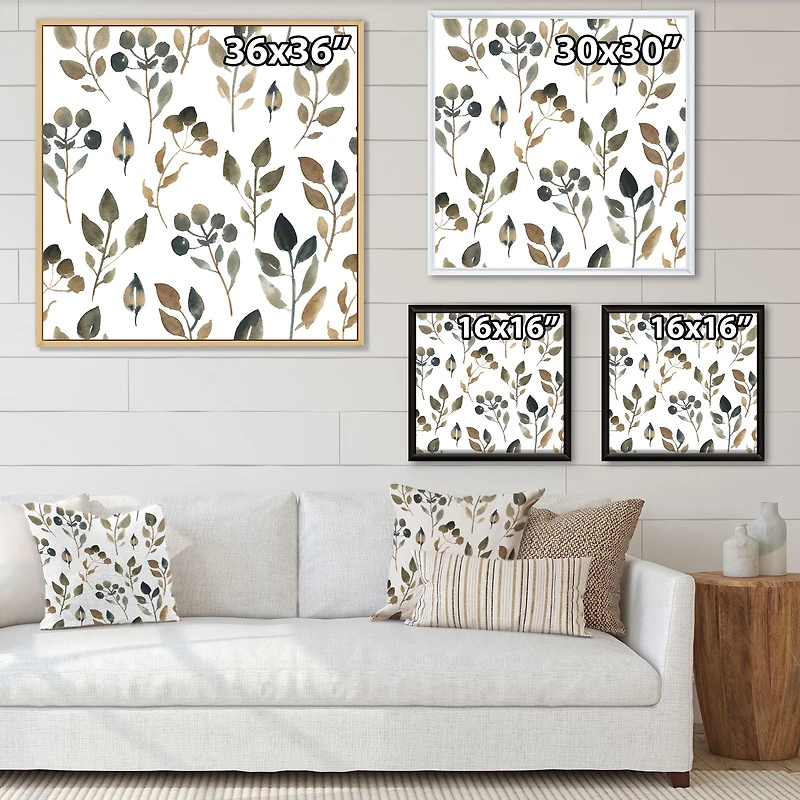 Illustration of Brown Simple Leaves  Canvas Wall Art Print