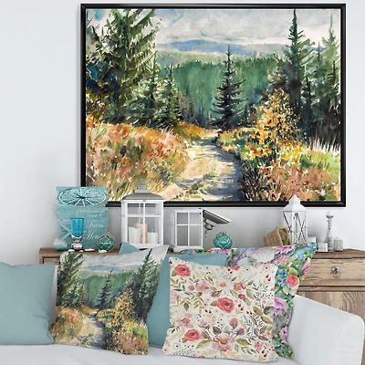 Landscape with Road Mountains  Canvas Wall Art Print