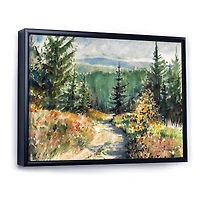 Landscape with Road Mountains  Canvas Wall Art Print