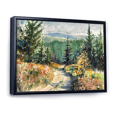 Landscape with Road Mountains  Canvas Wall Art Print
