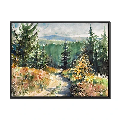 Landscape with Road Mountains Canvas Wall Art Print