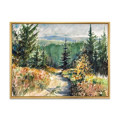 Landscape with Road Mountains  Canvas Wall Art Print
