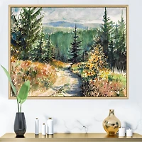 Landscape with Road Mountains  Canvas Wall Art Print