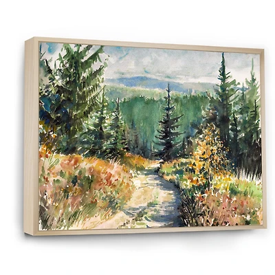 Landscape with Road Mountains  Canvas Wall Art Print