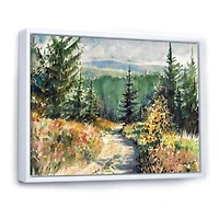 Landscape with Road Mountains  Canvas Wall Art Print