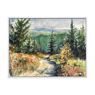Landscape with Road Mountains  Canvas Wall Art Print