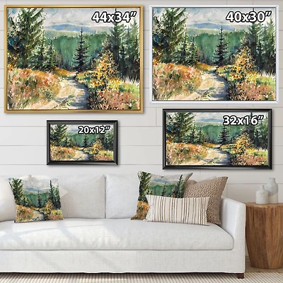 Landscape with Road Mountains  Canvas Wall Art Print
