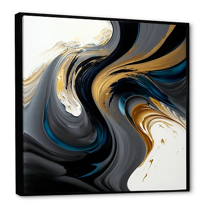 White and Gold Liquid Art IV Wall