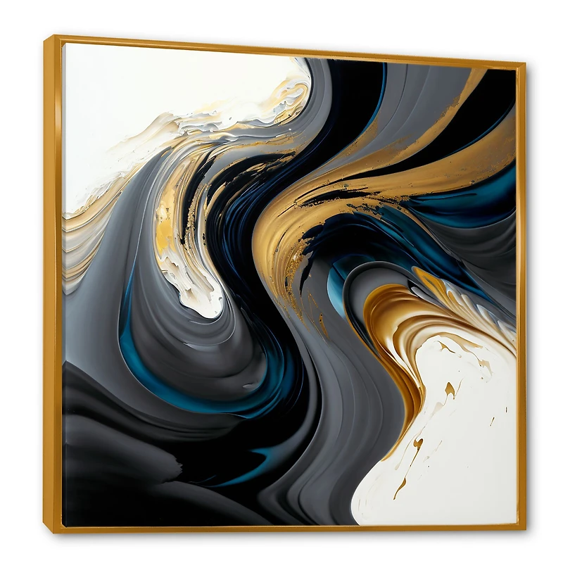 White and Gold Liquid Art IV Wall