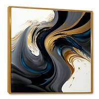 White and Gold Liquid Art IV Wall