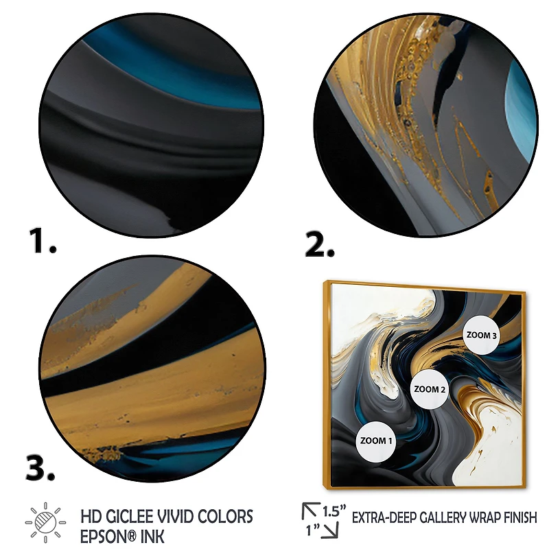 White and Gold Liquid Art IV Wall