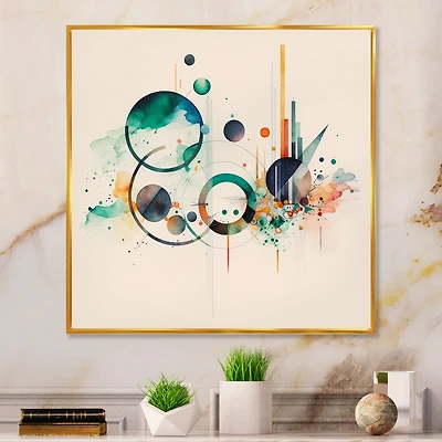 Multi-Color Watercolor Geometric Art Wall