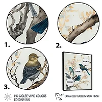 Multicolor Birds On Plum Blossoms Tree IX Wall Art