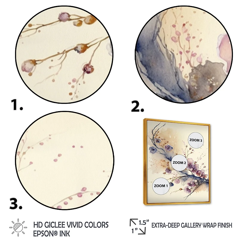 Pink And Plum Cherry Blossom Branch IV Wall Art