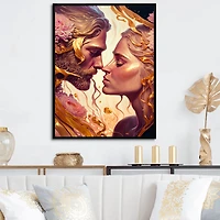 Gold And Pink Couple Art Wall
