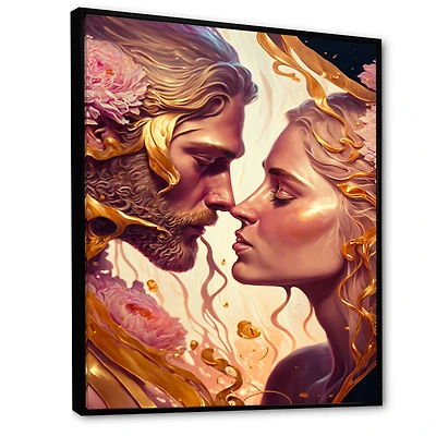 Gold And Pink Couple Art Wall