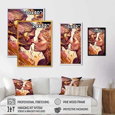 Gold And Pink Couple Art Wall