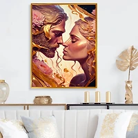 Gold And Pink Couple Art Wall