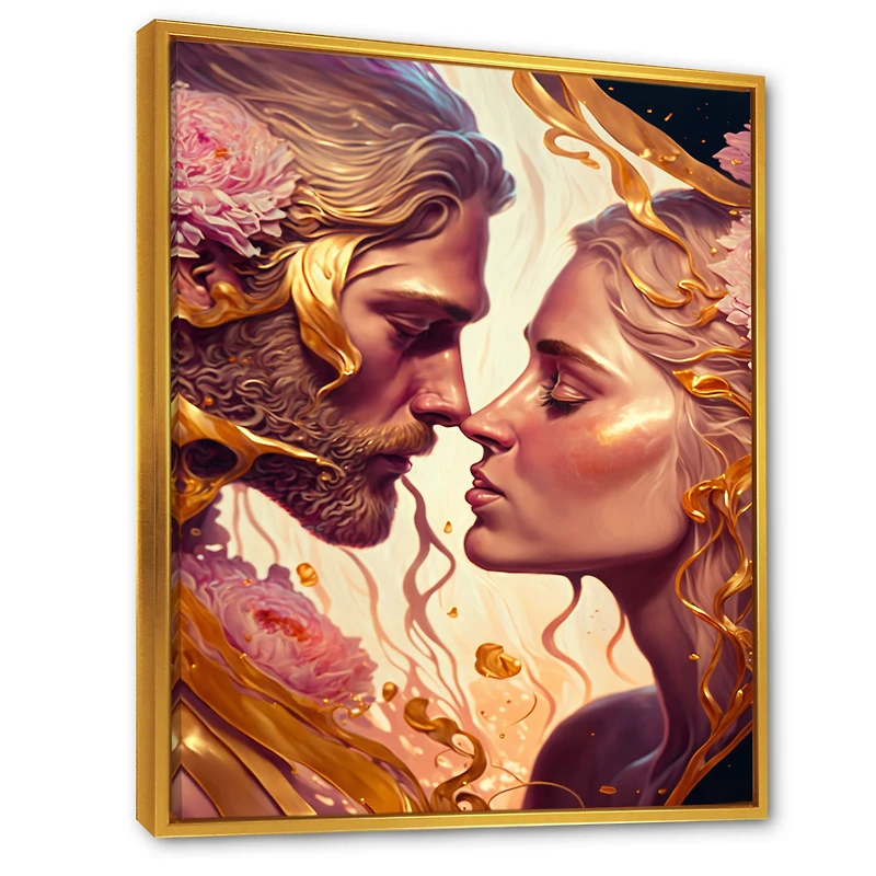 Gold And Pink Couple Art Wall