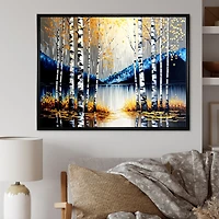 Monochrome Golden Birch Trees By The River IV Wall Art