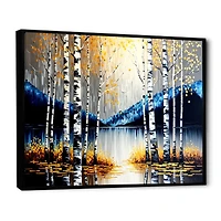 Monochrome Golden Birch Trees By The River IV Wall Art