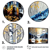 Monochrome Golden Birch Trees By The River IV Wall Art