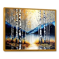 Monochrome Golden Birch Trees By The River IV Wall Art