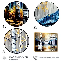 Monochrome Golden Birch Trees By The River IV Wall Art