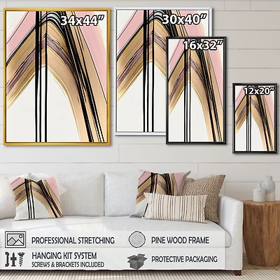 Minimalism Pink And Gold Cubic Fusion V Wall Art