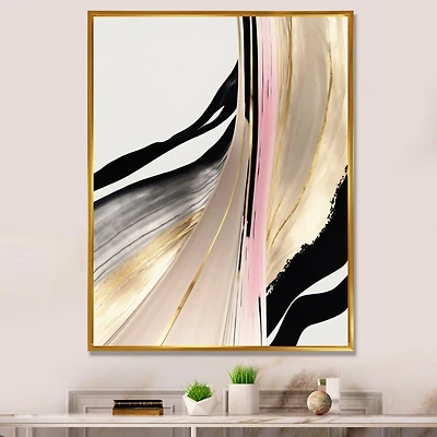 Minimalism Pink And Gold Cubic Fusion VII Wall Art
