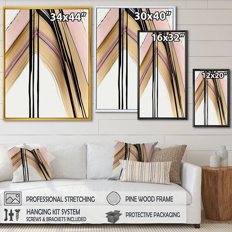 Minimalism Pink And Gold Cubic Fusion IX Wall Art
