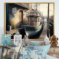 Rustic Port With A Fishing Boat IV Wall Art